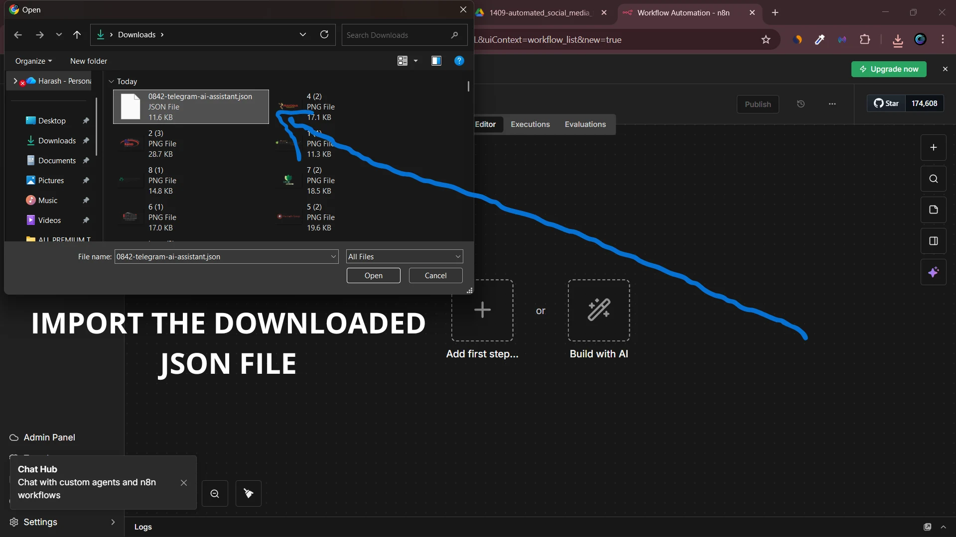 Importing JSON workflow file into N8N